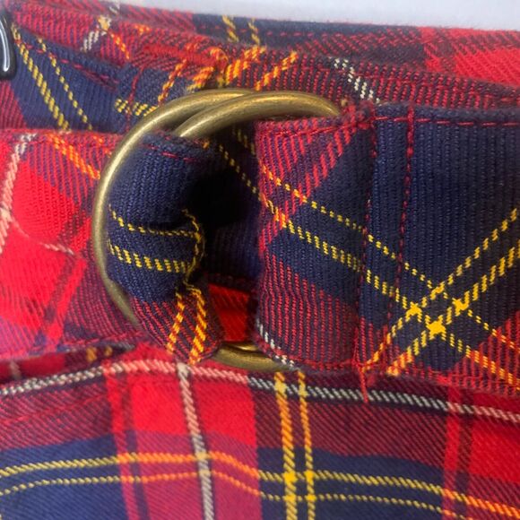 Abercrombie and Fitch Size 2 Red Plaid Mini Skirt Y2K Vintage Cotton Wool Blend - Picture 2 of 5